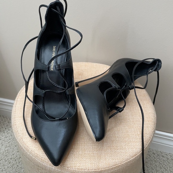 Sak’s Fifth Avenue Caitlyn too lace up heels 7 - Picture 1 of 10